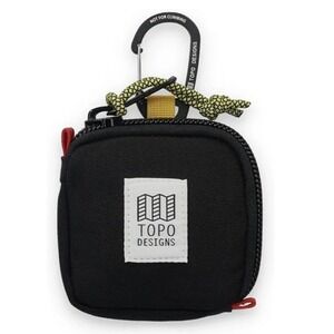 TOPO DESIGNS Small Square Pouch Black Carabiner Zip Accessory Bag Unisex Mini